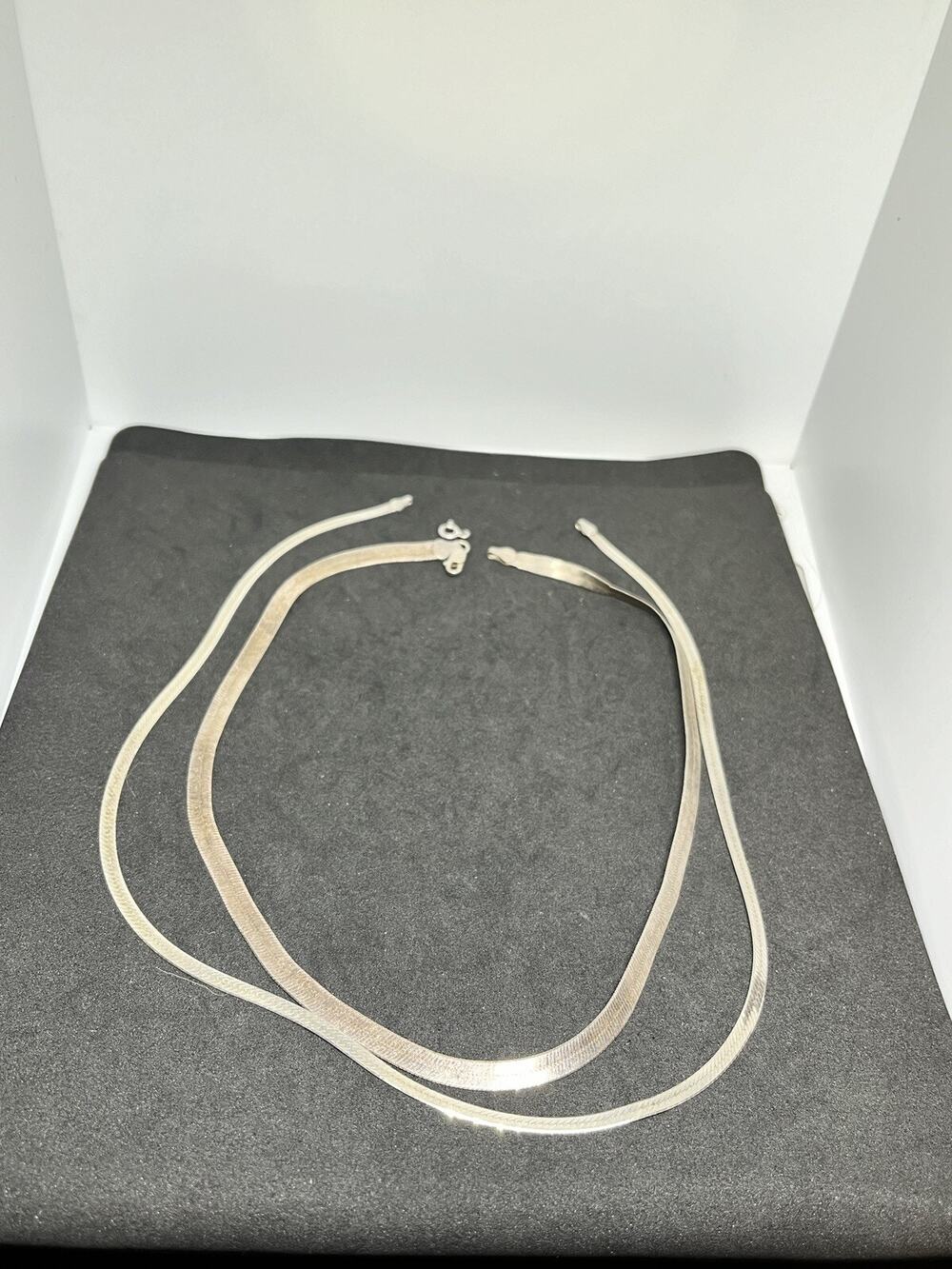 Vintage Sterling Silver Italy 925 IBB Herringbone Necklace 18” And 22” 20 gram